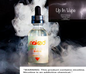  Amazing Mango by Naked 100 takes a mango, peach, and cream smoothie and translates it into portable form, with a refreshing, sweet, and creamy profile perfect as an all day vape. Available in 0, 3, 6 milligrams of nicotine. "WARNING: This product contains nicotine. Nicotine is an addictive chemical." 18 Years of age and older to Vape! Vapor Shop Thornton Colorado